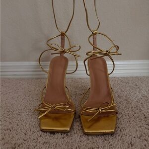 SHEIN Gold Strappy Heels
